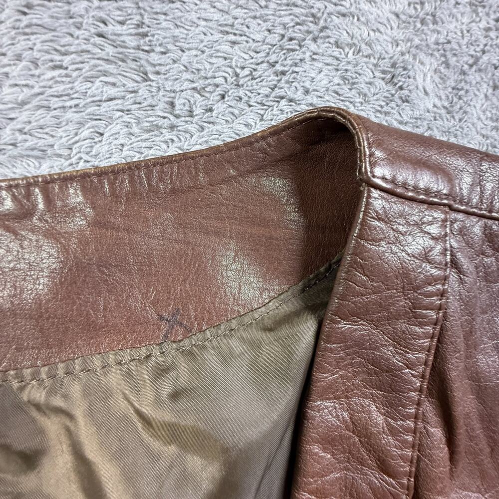 Vintage 70s Merpiel Spain Brown Leather Vest Waistcoat Western Boho Hipster - Picture 5 of 8